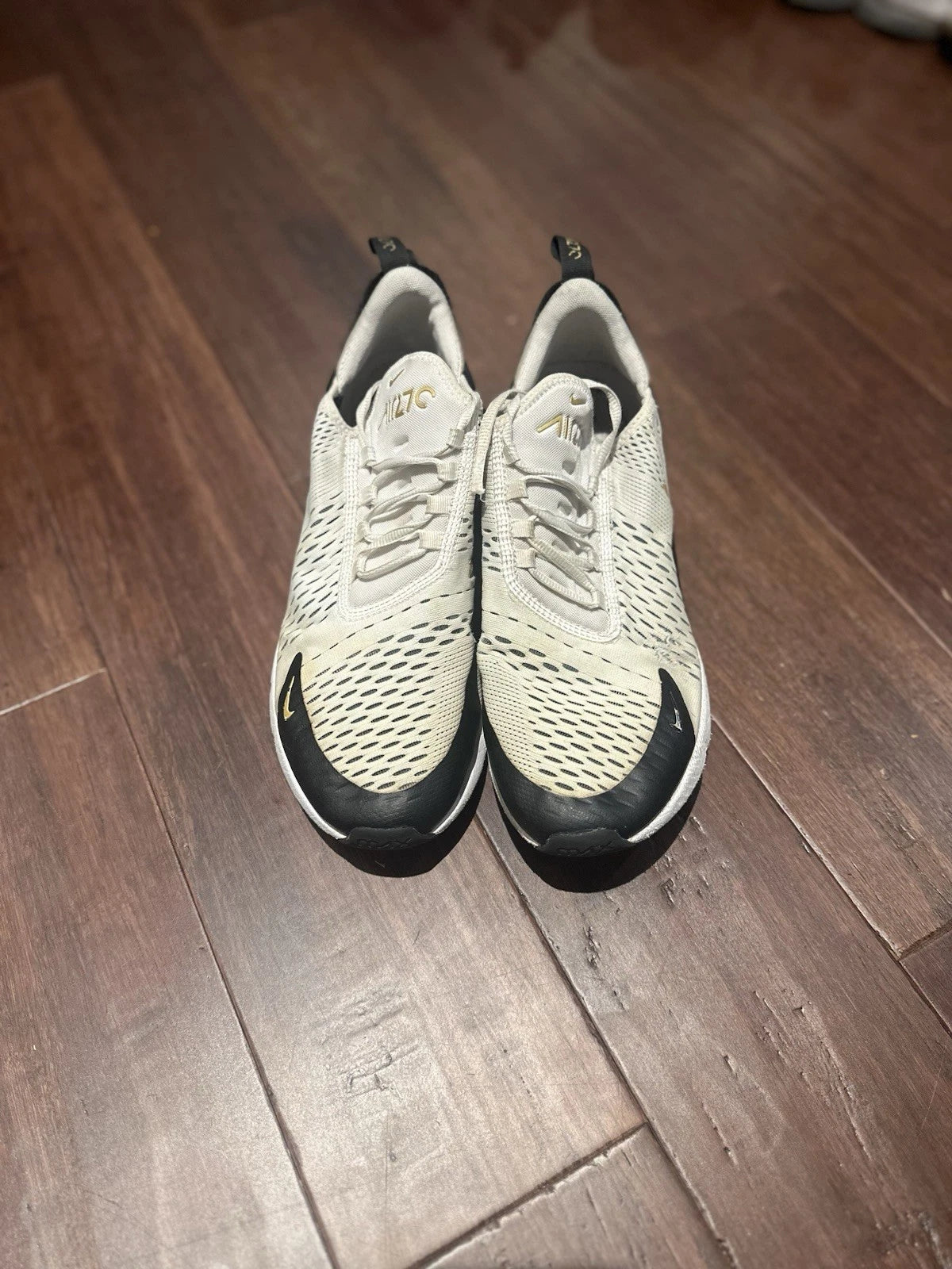 Nike Air Max 270 White/Metallic Gold/Black Size 10