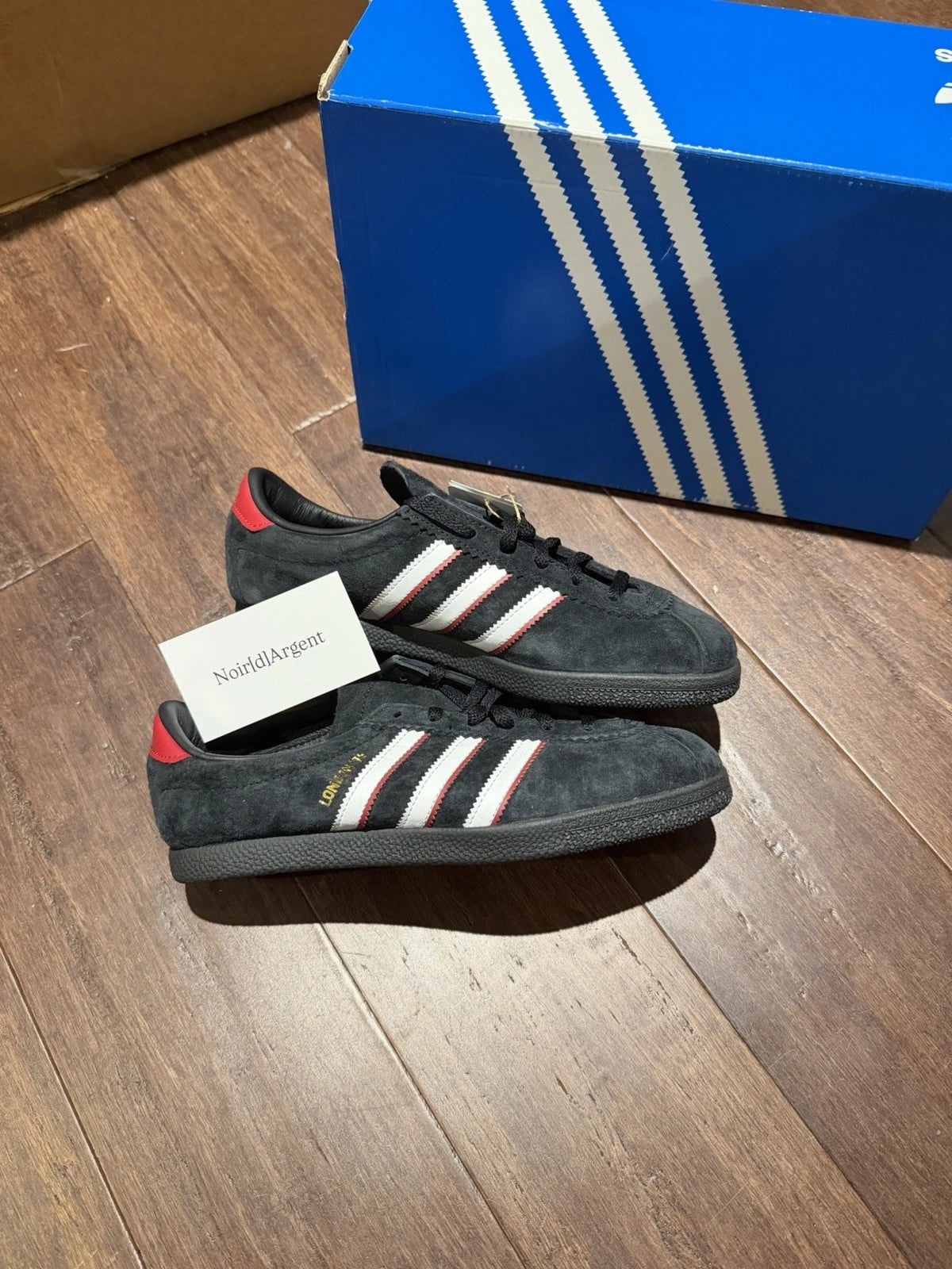 Adidas London 96 'Black Scarlet' size 5.5M/7W