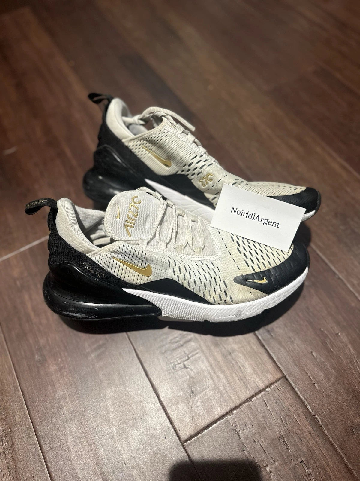 Nike Air Max 270 White/Metallic Gold/Black Size 10